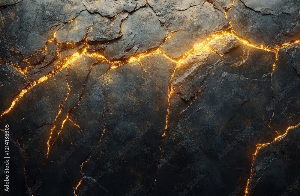 Fototapeta premium Golden Cracked Stone