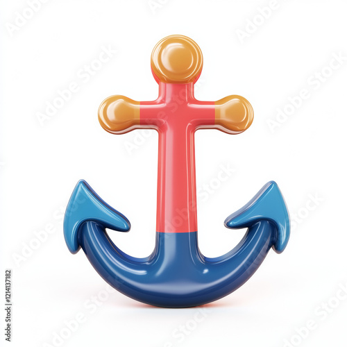 Colorful 3D anchor icon on white background photo