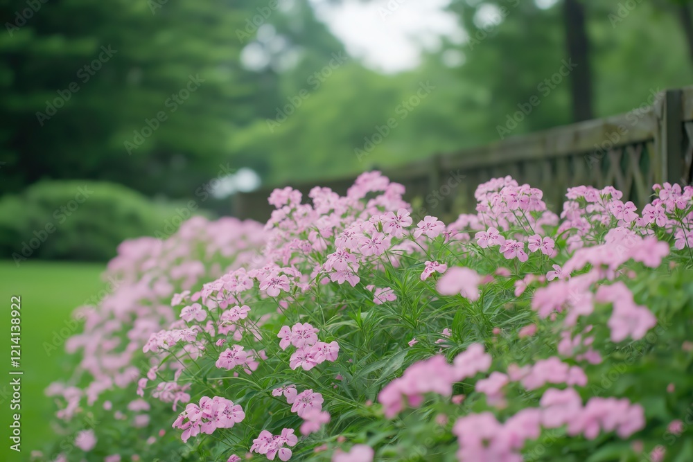 Peaceful Pink Flower Garden in Full Bloom