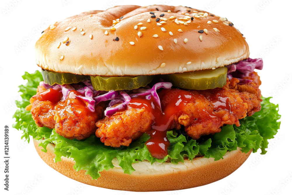 Crispy Chicken Burger with Bbq Sauce and Coleslaw Crispy Chicken Burger with Bbq Sauce and Coleslaw