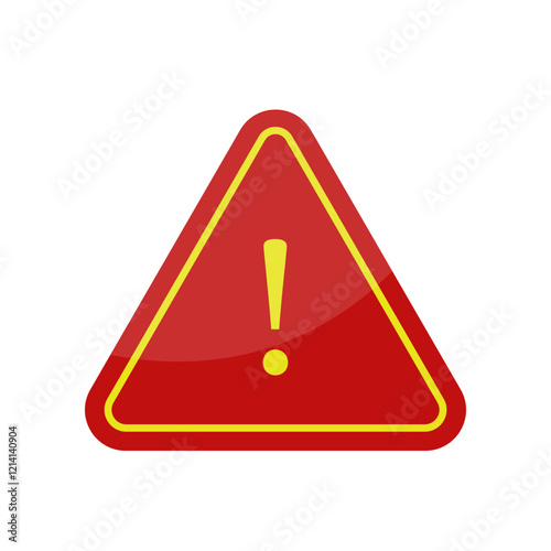 Warning sign with an exclamation mark on a white background