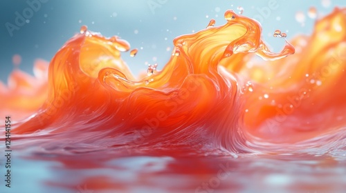 Vibrant orange water splash with dynamic motion photo