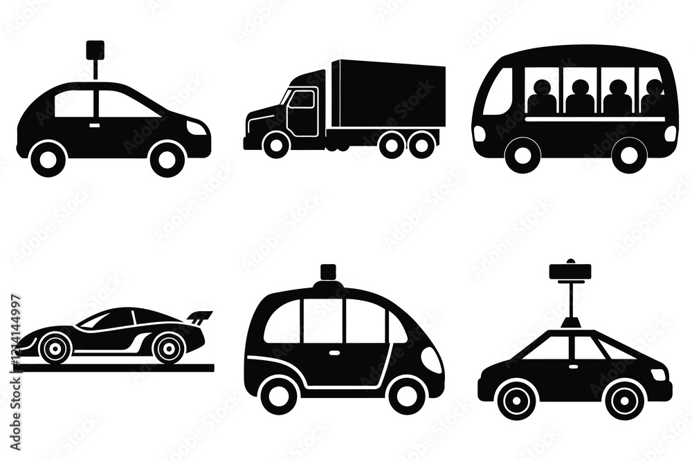 Flat design bundle of electric vehicle silhouettes vector set Flat design bundle of electric vehicle silhouettes vector set