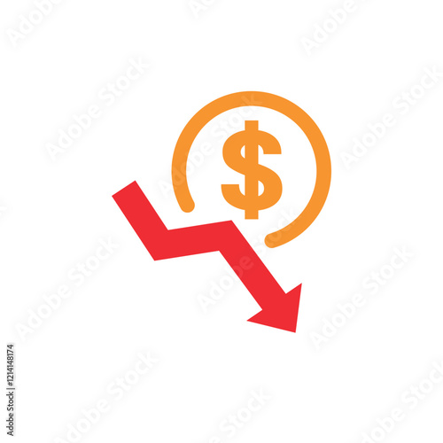 colour design illustration vector of a declining or weakening dollar exchange rate.