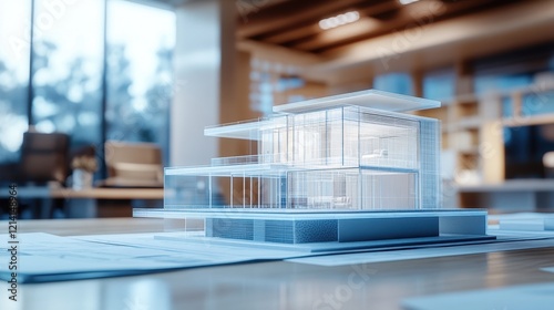 Futuristic 3D Hologram Display of Modern House Concept