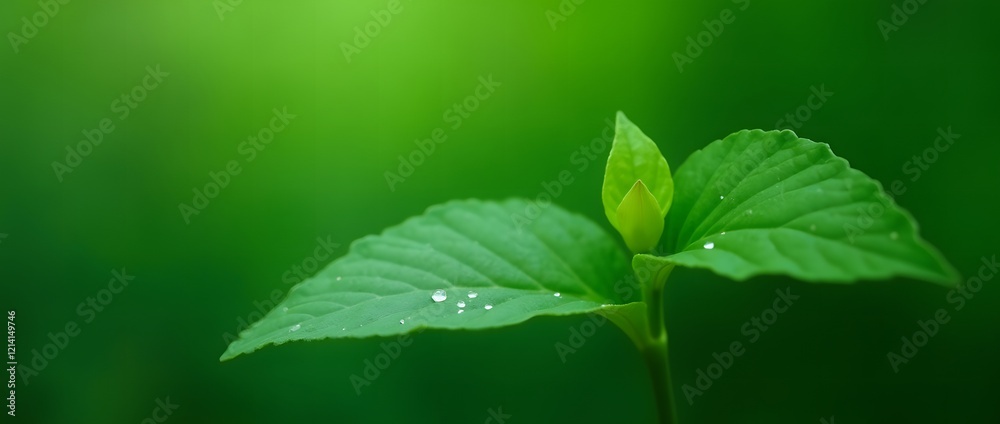 Vibrant Green Plant Sprout with Dew Drops Vibrant Green Plant Sprout with Dew Drops