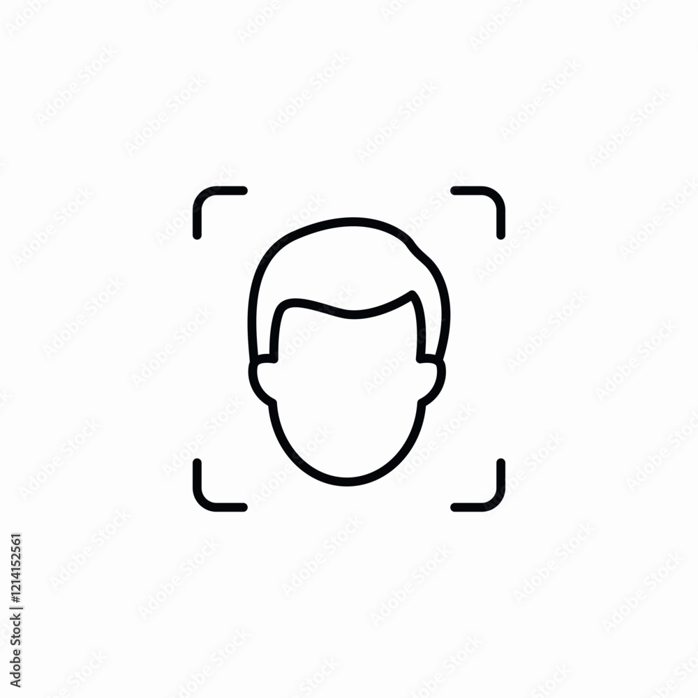 Face recognition scan icon vector sign Face recognition scan icon vector sign