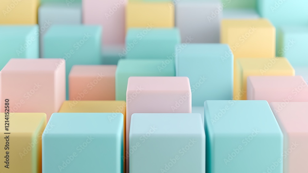 Fototapeta premium Colorful Pastel Blocks in Array Creating a Playful and Modern Background for Creative Projects