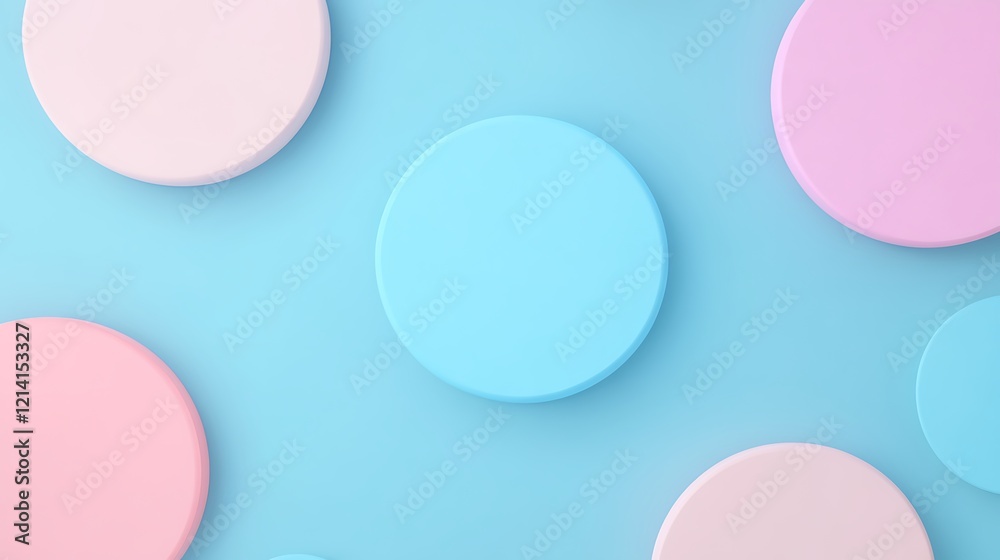 Obraz premium Colorful Pastel Circles on Soft Blue Background for Creative Design and Modern Aesthetic Projects