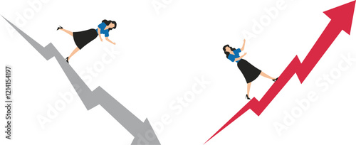 Rising or falling prices or profits, volatility and instability of investments, market risk, traders going up the red arrow and down the white arrow