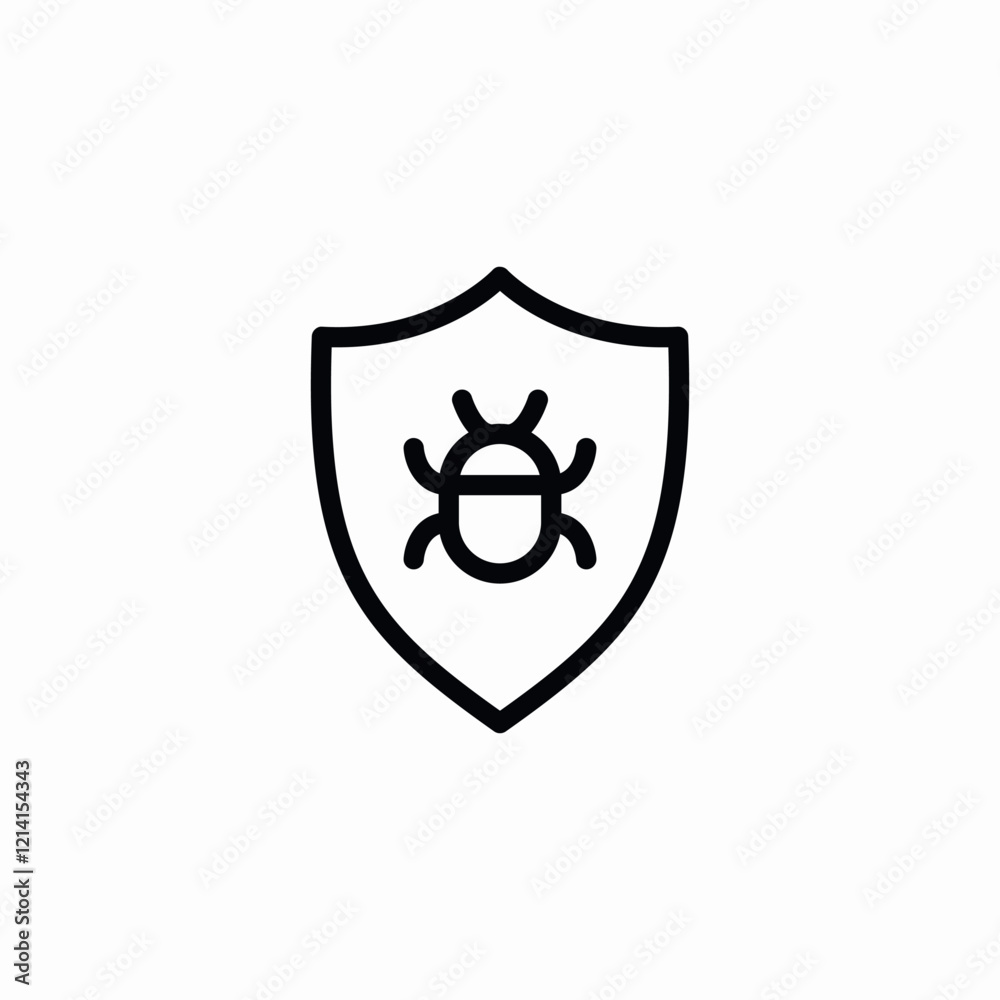 Security shield bug protection icon vector sign
