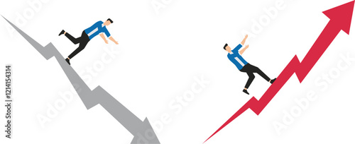 Rising or falling prices or profits, volatility and instability of investments, market risk, traders going up the red arrow and down the white arrow