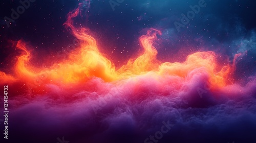 Vibrant glowing clouds with surreal orange and blue hues photo