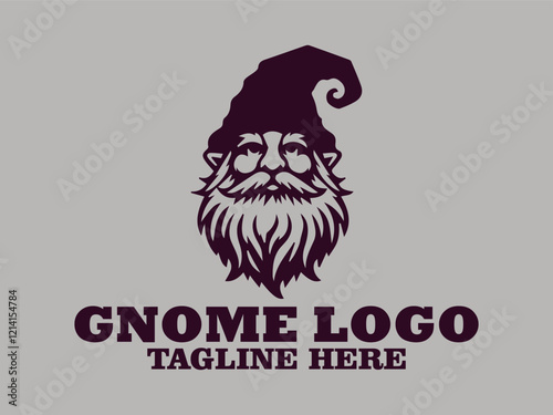 Gnome cute charming little creature garden guard gnome forest guard this gnome is wearing a pointed hat, vector illustration gnome logo design cute and adorable