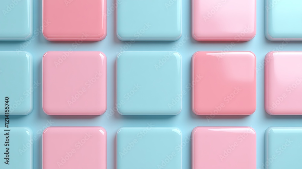 Colorful Pastel Tiles with Smooth Glossy Surface Arranged in a Stylish Pattern for Modern Interior Design Colorful Pastel Tiles with Smooth Glossy Surface Arranged in a Stylish Pattern for Modern Interior Design