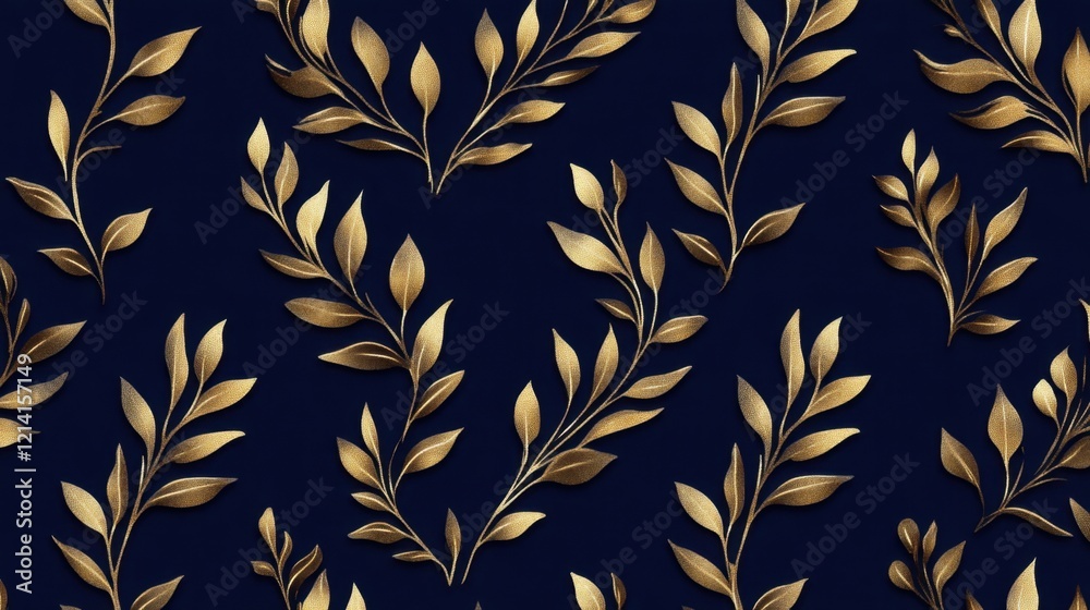 Luxurious pattern background with golden leaves and plants, a seamless texture for wallpaper or textile design. Luxurious pattern background with golden leaves and plants, a seamless texture for wallpaper or textile design.