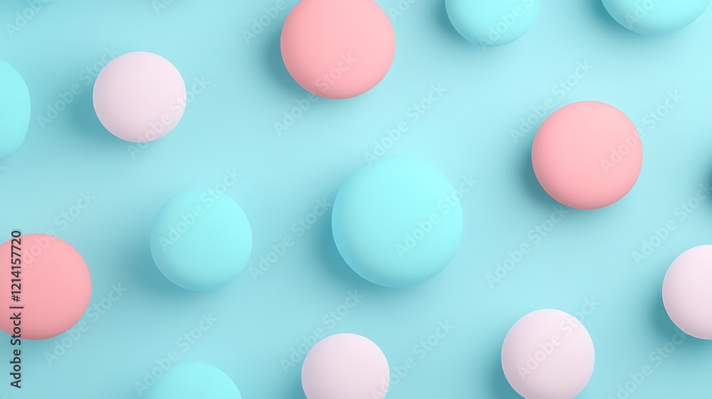 Colorful spherical elements scattered on a light blue background creating a playful and modern abstract design Colorful spherical elements scattered on a light blue background creating a playful and modern abstract design