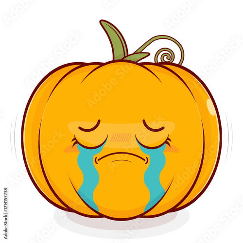pumpkin crying face cartoon cute