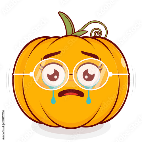 pumpkin scared face cartoon cute