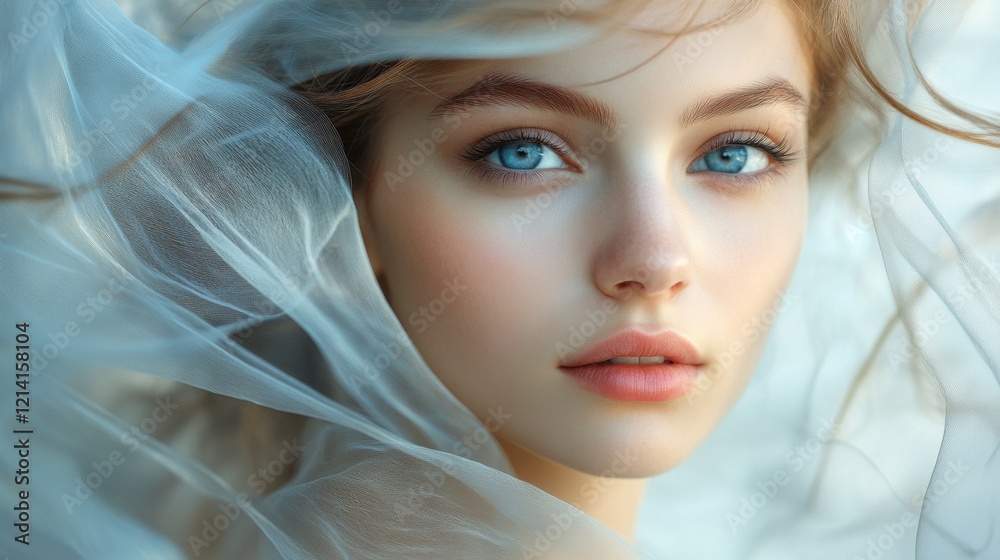 Portrait of a woman with soft lighting and breeze Portrait of a woman with soft lighting and breeze