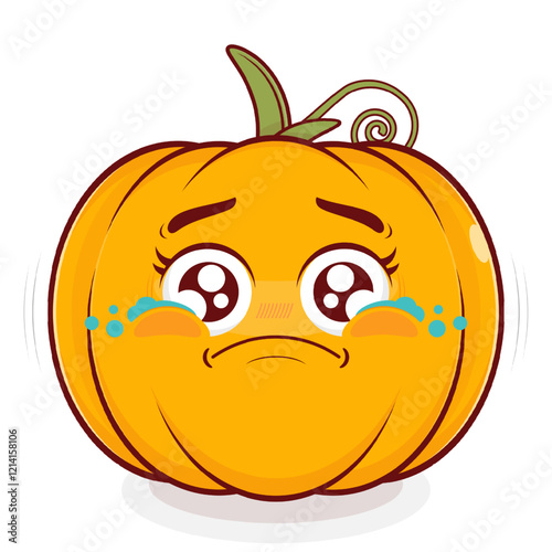 pumpkin crying face cartoon cute