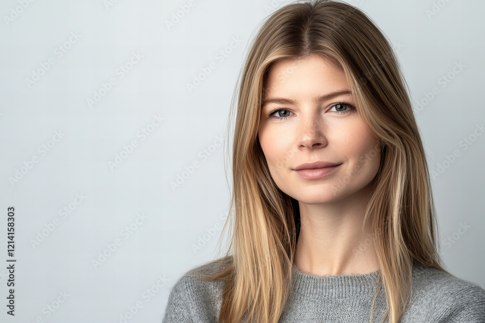 Confident Blonde Woman in Casual Fashion, Posing Against Neutral Background, Representing Modern Style and Self-Assurance Confident Blonde Woman in Casual Fashion, Posing Against Neutral Background, Representing Modern Style and Self-Assurance