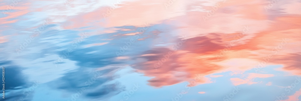 Reflections of vibrant clouds dance on the smooth water surface at sunset, creating a tranquil and colorful atmosphere Reflections of vibrant clouds dance on the smooth water surface at sunset, creating a tranquil and colorful atmosphere