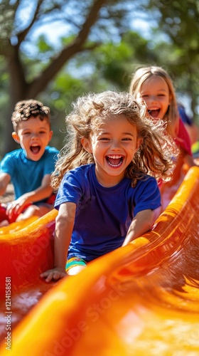 Children enjoying a fun day at the playground exciting outdoor activity playful environment bright sunny day