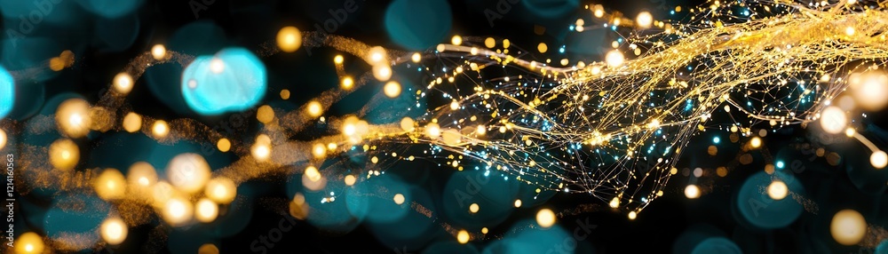 Obraz premium Illuminating light trails abstract art digital creation dark background dynamic perspective visual concept