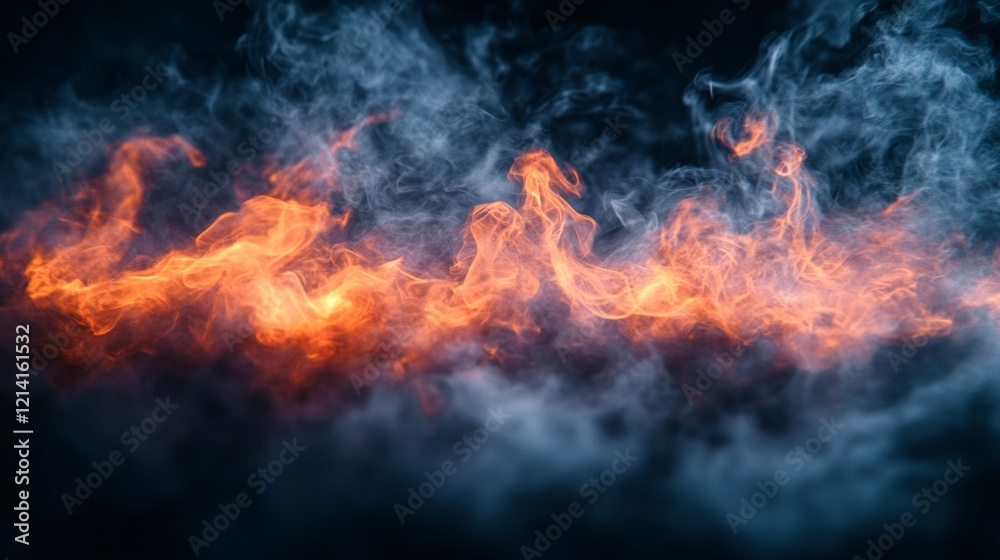 Fiery smoke clouds with dramatic lighting Fiery smoke clouds with dramatic lighting