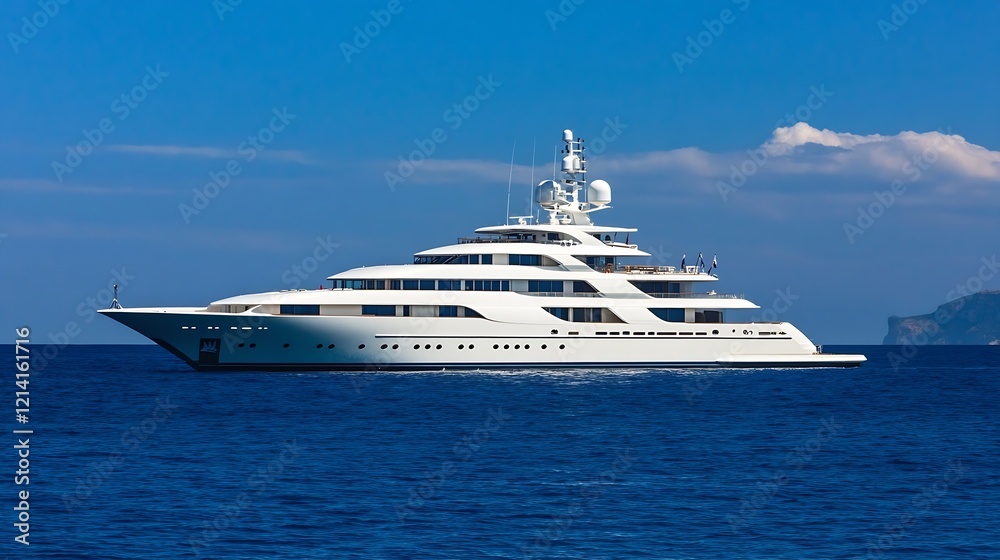 Majestic Luxury Superyacht Sailing in Pristine Blue Ocean Waters : Generative AI Majestic Luxury Superyacht Sailing in Pristine Blue Ocean Waters : Generative AI