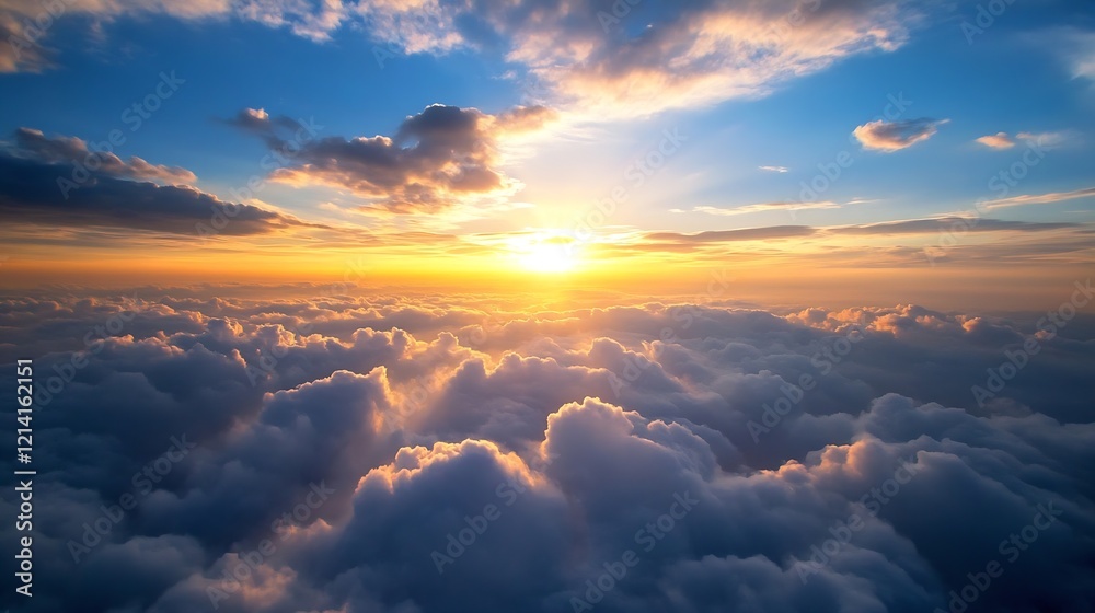 Golden Sunset Above the Clouds Capturing Serenity and Immense Beauty in the Sky : Generative AI Golden Sunset Above the Clouds Capturing Serenity and Immense Beauty in the Sky : Generative AI