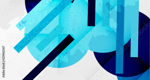 Squares, circles and triangles and grainy noisy texture. Vector Illustration For Wallpaper, Banner, Background, Card, Book Illustration, landing page