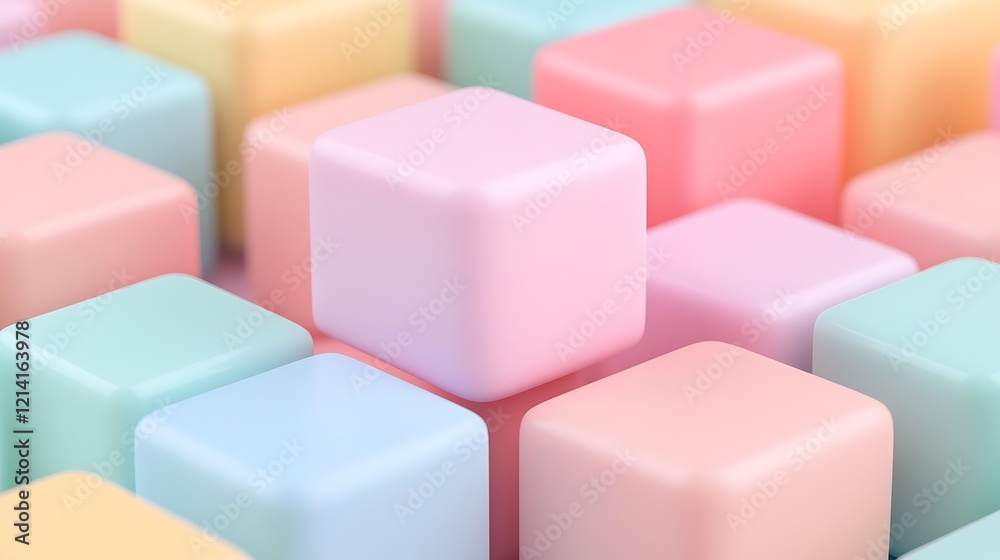 Fototapeta premium Pastel Colored Cubes Arranged in a Pattern for Creative Backgrounds and Design Projects