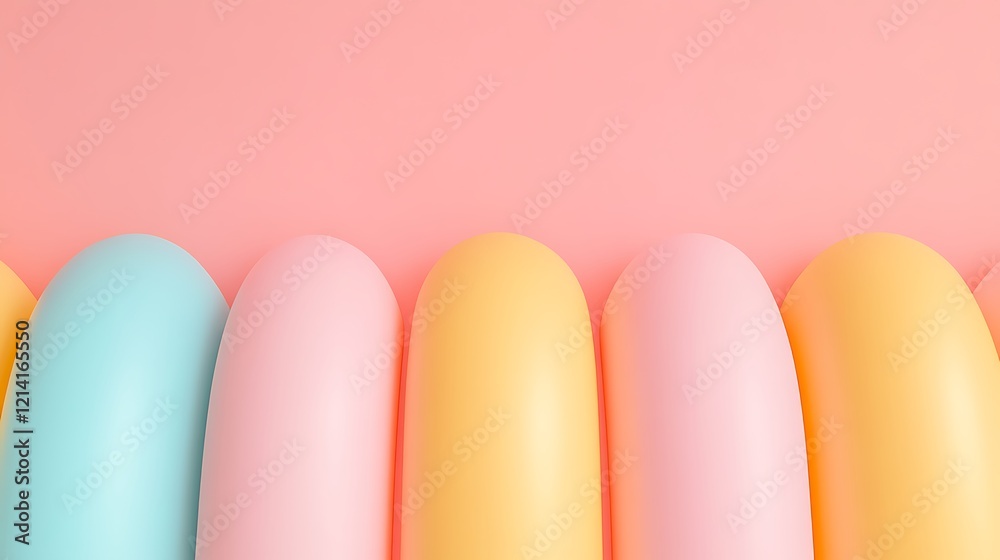 Smooth Pastel Colored Curved Shapes on a Soft Pink Background for Modern Design and Creative Projects Smooth Pastel Colored Curved Shapes on a Soft Pink Background for Modern Design and Creative Projects