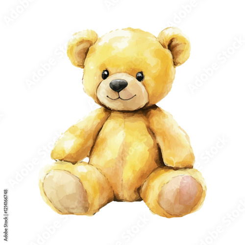 Vintage illustration of a yellow teddy bear, isolated on a white background