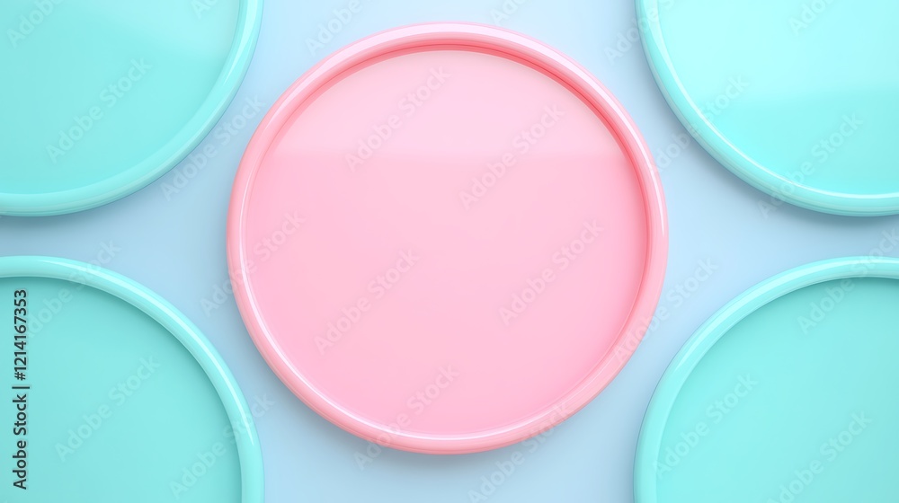 Soft Pastel Colored Plates Arrangement on Light Background for Creative Food Photography Soft Pastel Colored Plates Arrangement on Light Background for Creative Food Photography