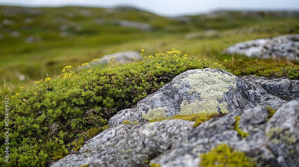 Scenic MossCovered Rocks in a Sunny Open Field : Generative AI Scenic MossCovered Rocks in a Sunny Open Field : Generative AI