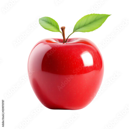red apple with leaf