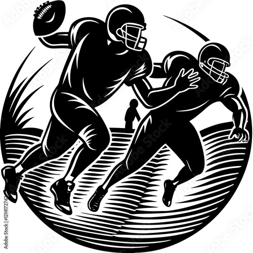 Football Silhouette Play royalty-free vector graphic