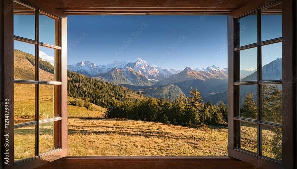 Fototapeta premium view from the window in the mountains