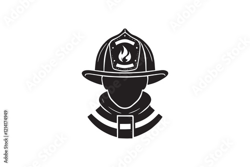 Fire fighter helmet silhouette vector with white background