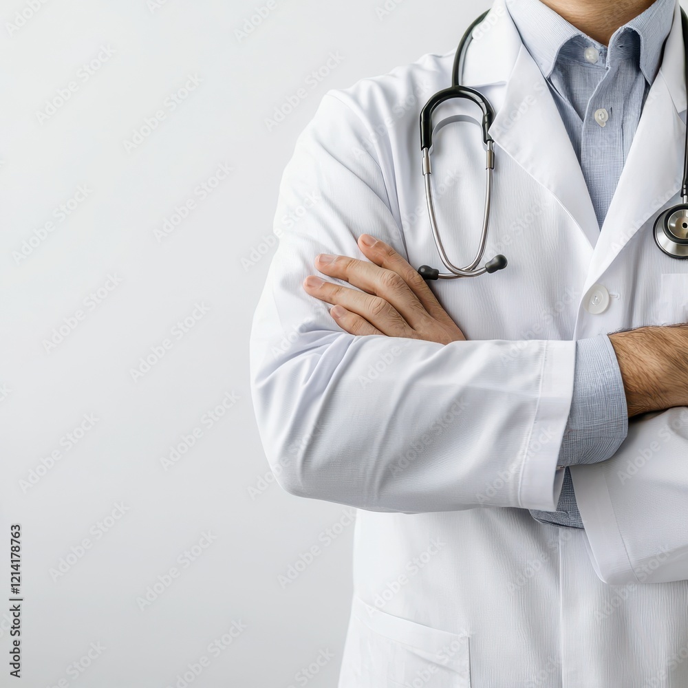 Professional Male Doctor with Stethoscope in Medical Uniform Professional Male Doctor with Stethoscope in Medical Uniform