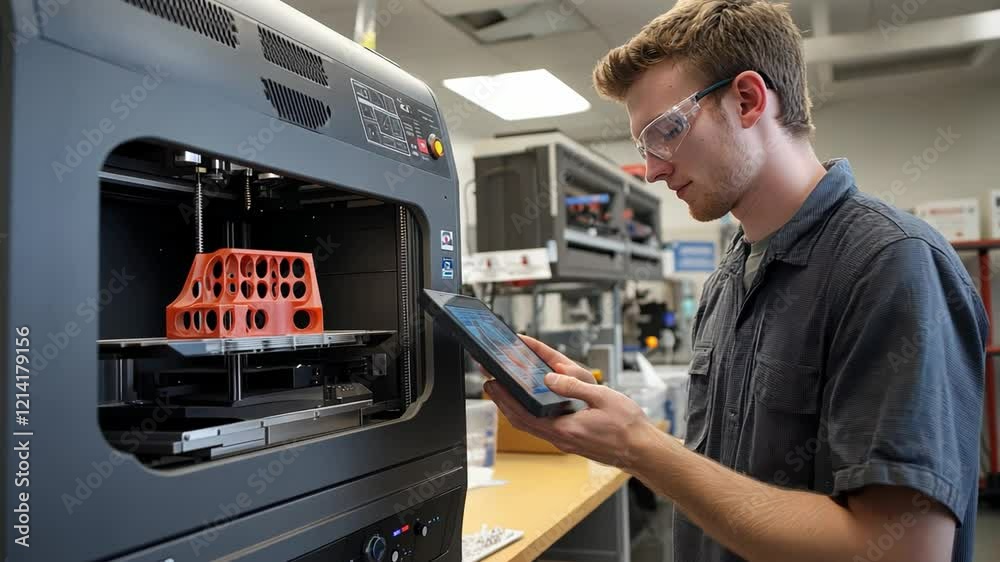 Engineers operate 3D printing machines, rapidly prototyping parts with unparalleled precision and speed