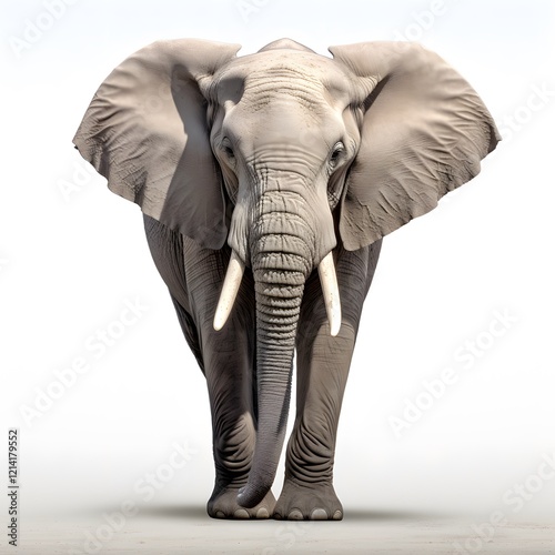 Majestic African Elephant Front View in white Background