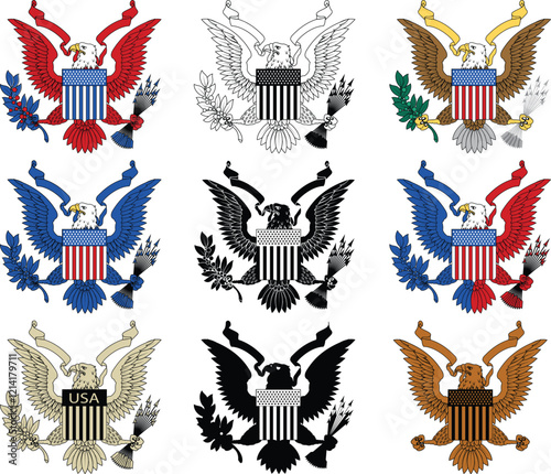 Eagle  Vector েlour  bundle, Clipart, Silhouette, Vector, icons, illustration, design, us army eagle 