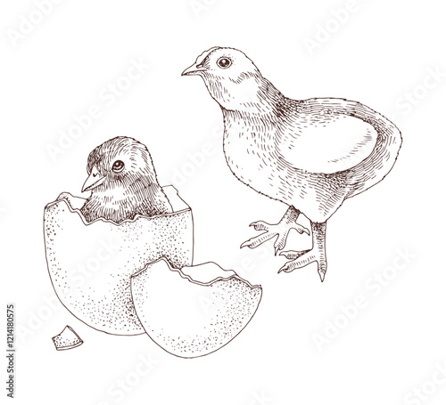 Two cute baby chicks vector