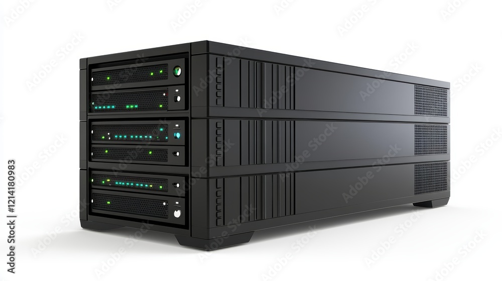 Advanced network server, powerful infrastructure with illuminating green lights powerful Advanced network server, powerful infrastructure with illuminating green lights powerful