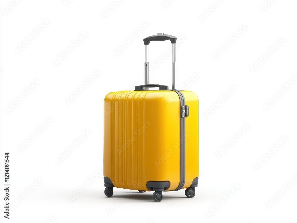 Vibrant yellow suitcase on wheels, ready for an exciting journey of exploration and discovery