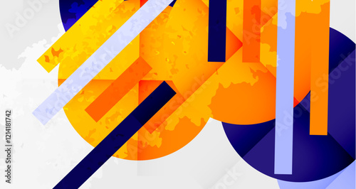 Squares, circles and triangles and grainy noisy texture. Vector Illustration For Wallpaper, Banner, Background, Card, Book Illustration, landing page